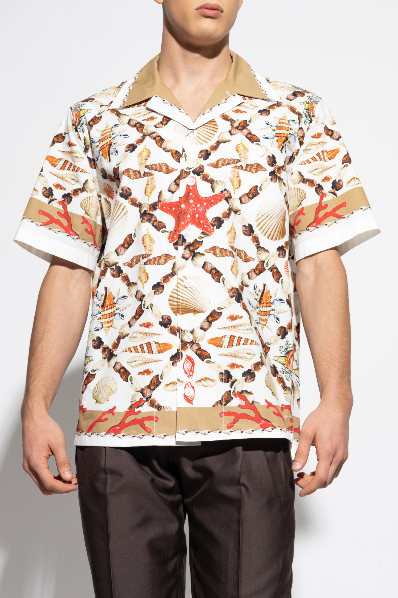 Printed silk twill shirt in black - Dolce Gabbana | Mytheresa